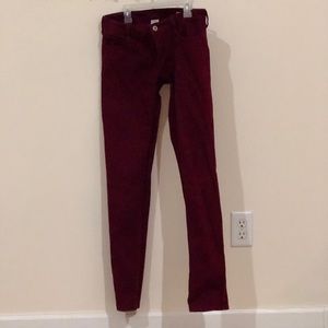 dark red denim pants